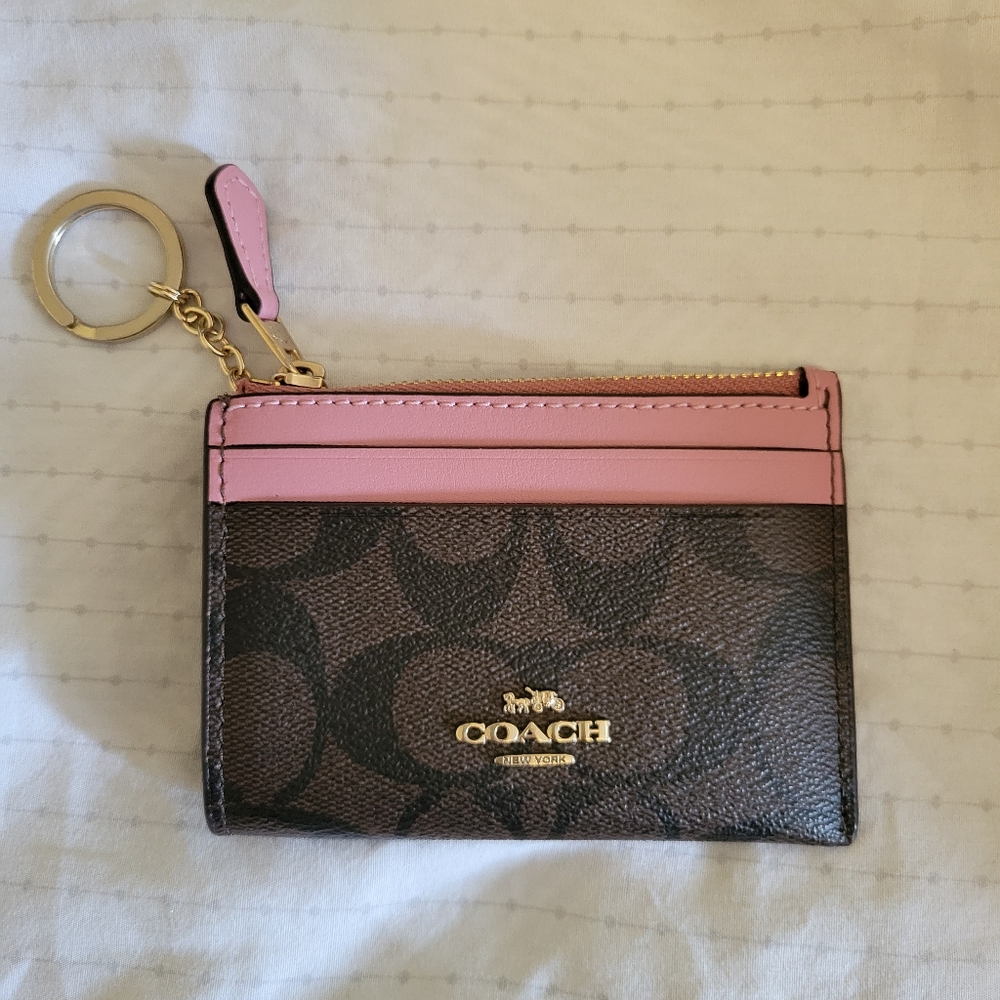 Coach mini skinny ID case in signature canvas